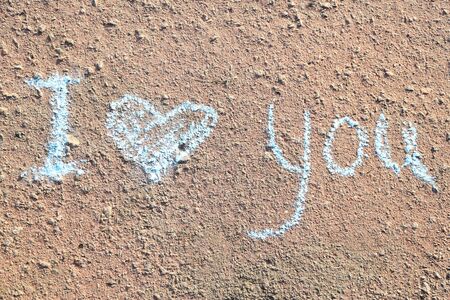 I love you words, written on pavementの写真素材