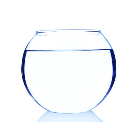 Fish bowl isolated on whiteの写真素材