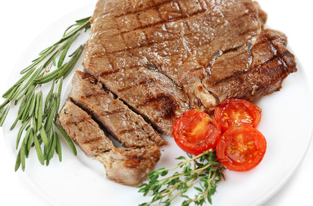 Delicious grilled meat on table, close-upの写真素材