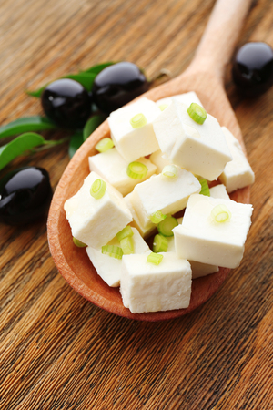 Feta cheese on table close-upの写真素材