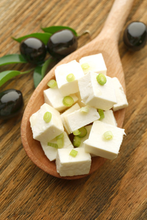 Feta cheese on table close-upの写真素材