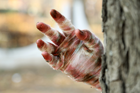 Hand of mummy outdoorsの写真素材