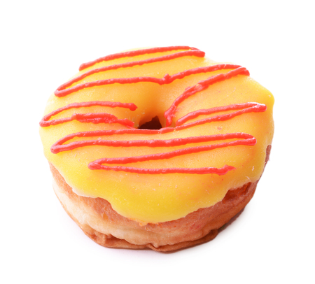 Delicious donut with glaze isolated on whiteの写真素材
