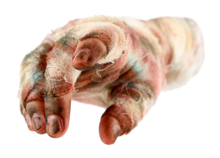 Hand of mummy isolated on whiteの写真素材