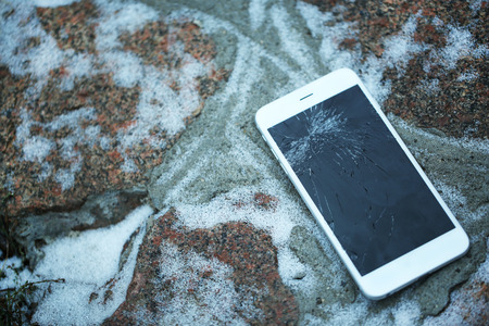 Broken Phone outdoorsの写真素材