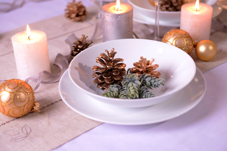 Beautiful Christmas table settingの写真素材
