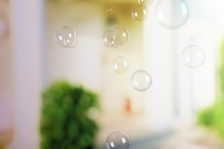 Soap bubbles, abstract backgroundの写真素材