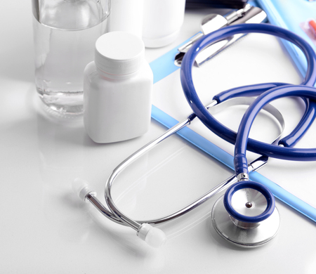 Stethoscope isolated on whiteの写真素材