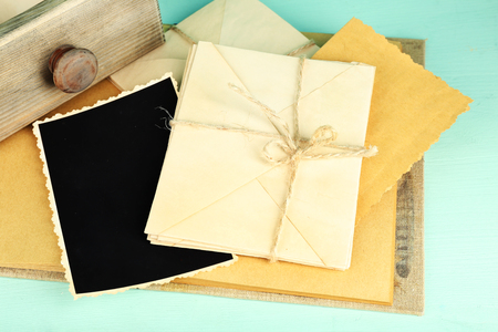 Vintage memories on wooden backgroundの写真素材