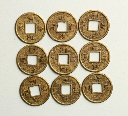 Feng shui coins isolated on white
