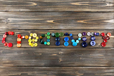 Word creativity on wooden backgroundの写真素材