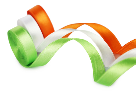 bright silk ribbons isolated on whiteの写真素材