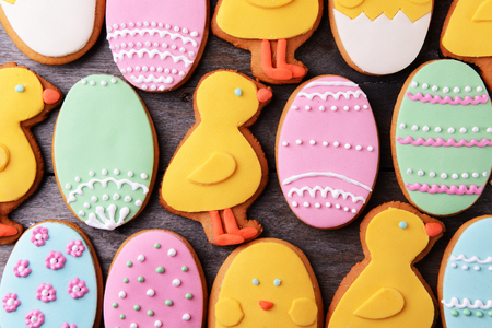 Delicious Easter cookies backgroundの写真素材