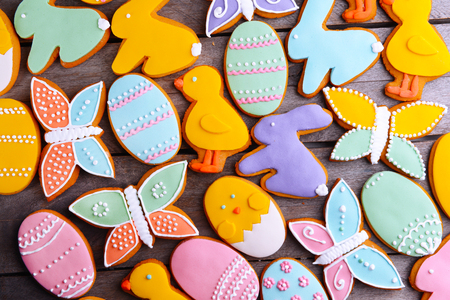 Delicious Easter cookies backgroundの写真素材