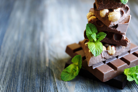 Set of spicy chocolate on wooden backgroundの写真素材