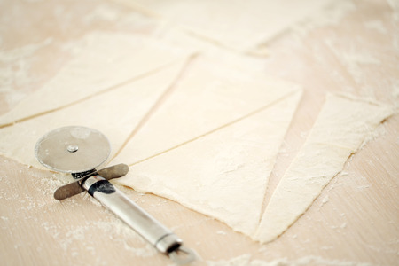 Making croissant cookies. 