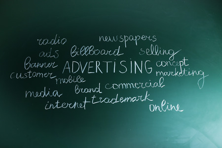 Themed words on blackboard backgroundの写真素材