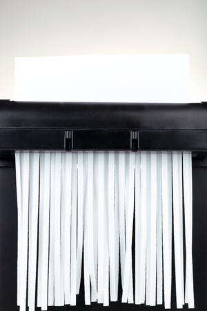 Strips of destroyed paper from shredder, closeupの写真素材