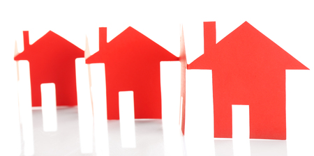 Paper houses isolated on whiteの写真素材