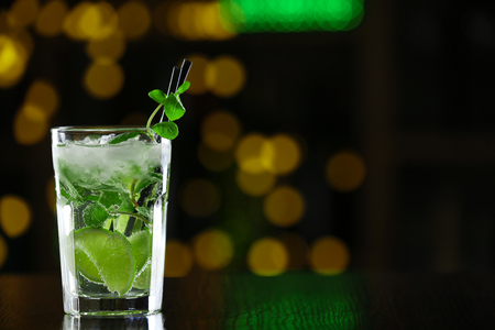 Glass of cocktails on bar backgroundの写真素材