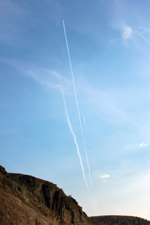 Hill and Blue sky background with clouds