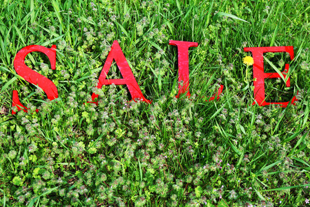Sale on green field backgroundの写真素材