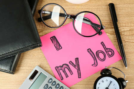 Inscription I love my job on workplaceの写真素材