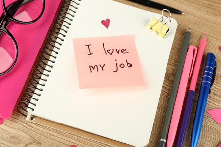 Inscription I love my job on workplaceの写真素材