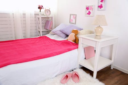 Beautiful pink girls bedroomの写真素材