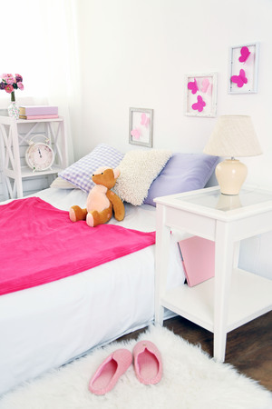 Beautiful pink girls bedroomの写真素材