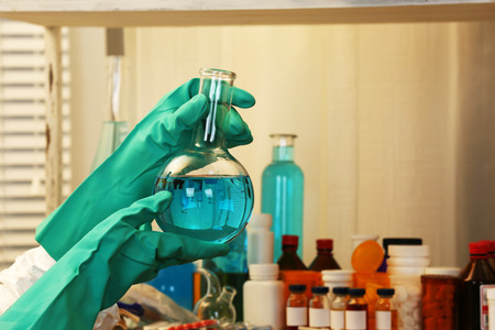Chemist working in drug laboratoryの写真素材