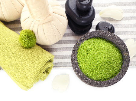 Beautiful composition of spa treatment, isolated on whiteの写真素材