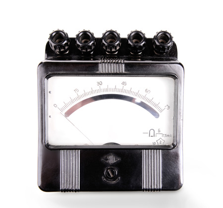 Vintage voltmeter isolated on white