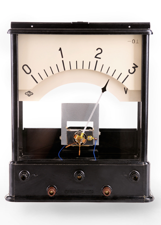 Vintage voltmeter isolated on white