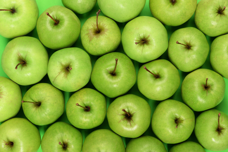 Ripe green apples close upの写真素材