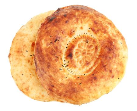 Pita bread isolated on whiteの写真素材