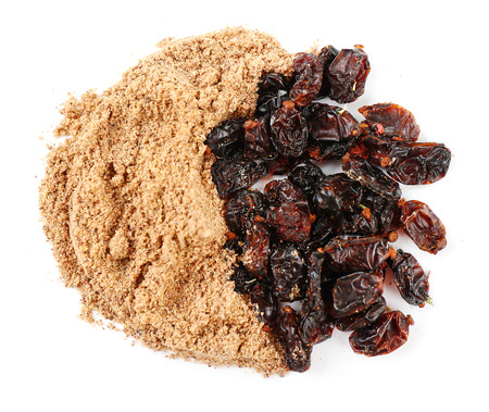 Various kinds of herbal tea and herbs spices isolated on whiteの写真素材