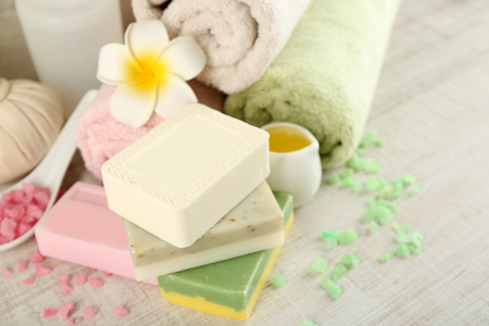 Spa treatments on light backgroundの写真素材
