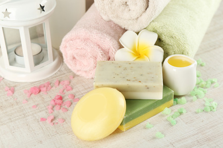 Spa treatments on light backgroundの写真素材