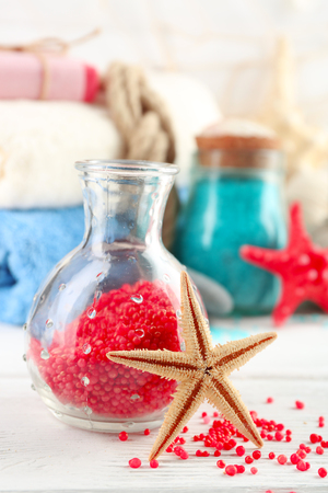 Spa treatments on light background. Sea spa conceptの写真素材
