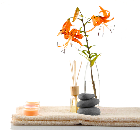 Beautiful spa composition, isolated on whiteの写真素材