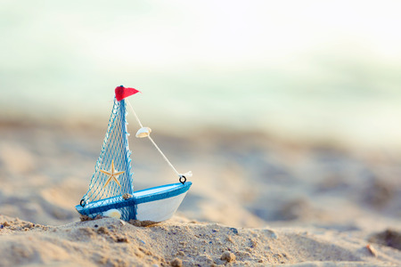 A little yacht on the seashoreの写真素材