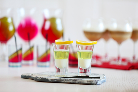 Jelly desserts on light backgroundの写真素材