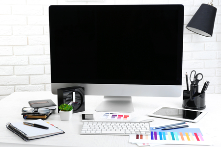 Working place of designer, close-upの写真素材