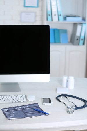 Doctor workplace in officeの写真素材