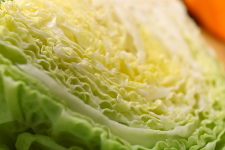 Half of savoy cabbage closeupの写真素材