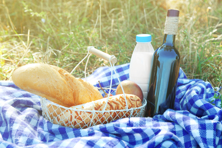 Outdoors picnic, close-upの写真素材