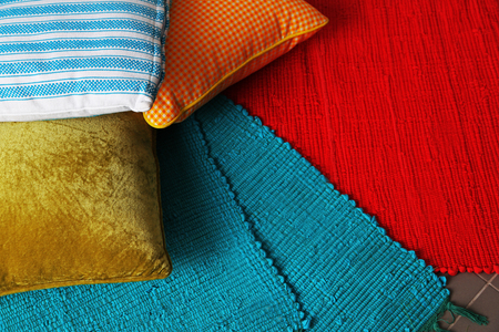 Multicoloured pillows closeupの写真素材