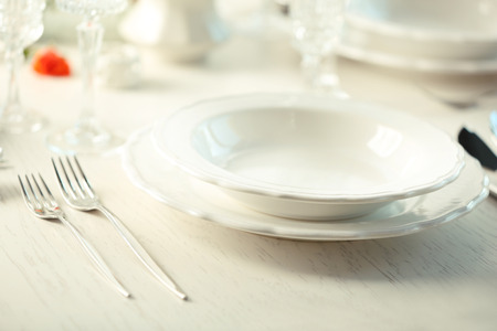 Served table in restaurant, closeup