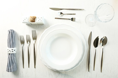 Served table in restaurant, closeup